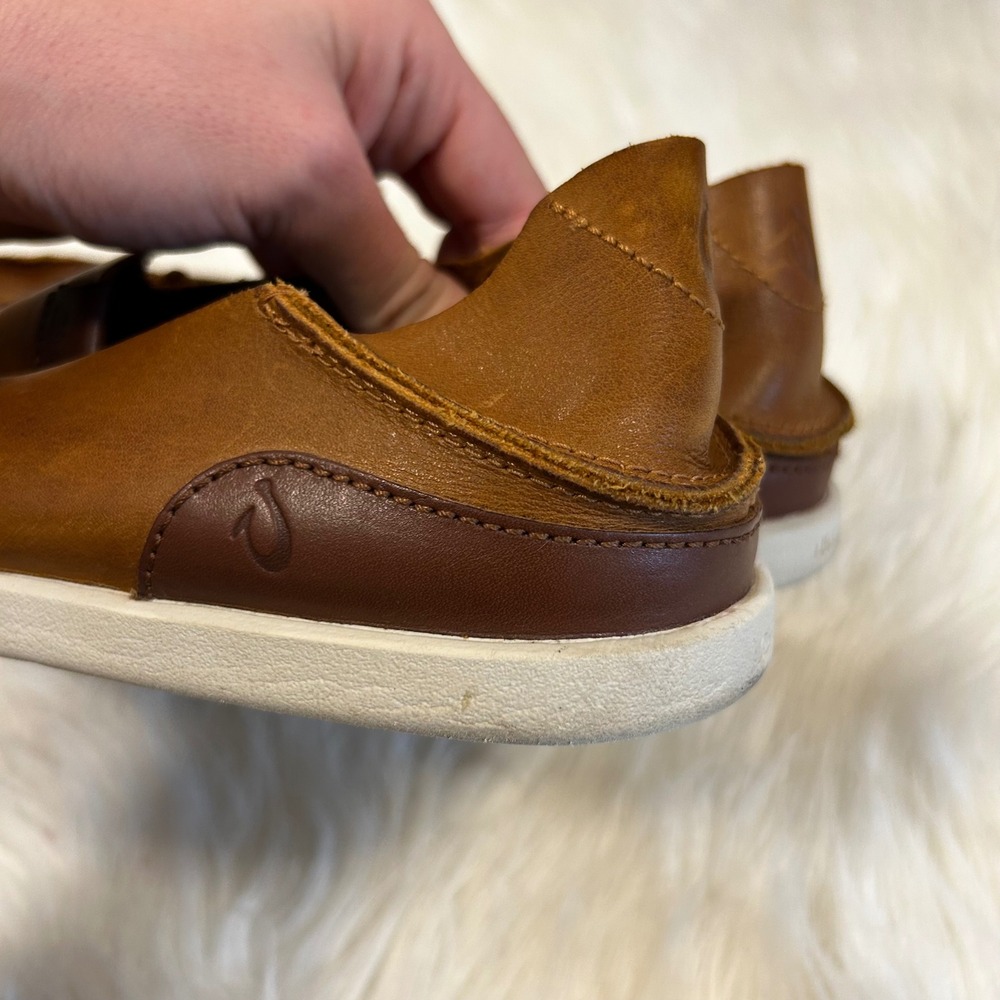 OluKai Nalukai Slip On Mens Brown Leather Loafer Shoes Size 8.5 - Picture 7 of 8